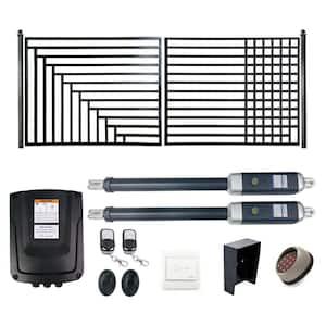 18 ft. x 6 ft. Automated Steel Florence Dual Swing Black Steel Driveway Gate and Gate Opener Kit ETL Listed Fence Gate