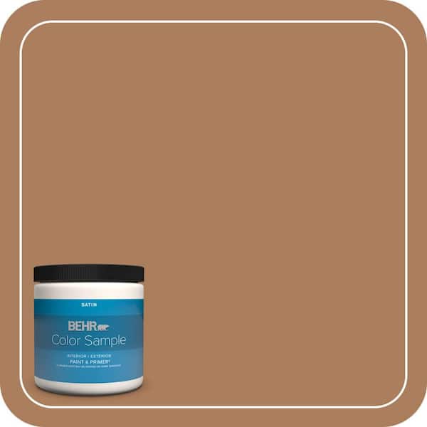 BEHR PREMIUM PLUS 8 oz. #S230-6 Burnt Toffee Satin Enamel Interior/Exterior Paint & Primer Color Sample
