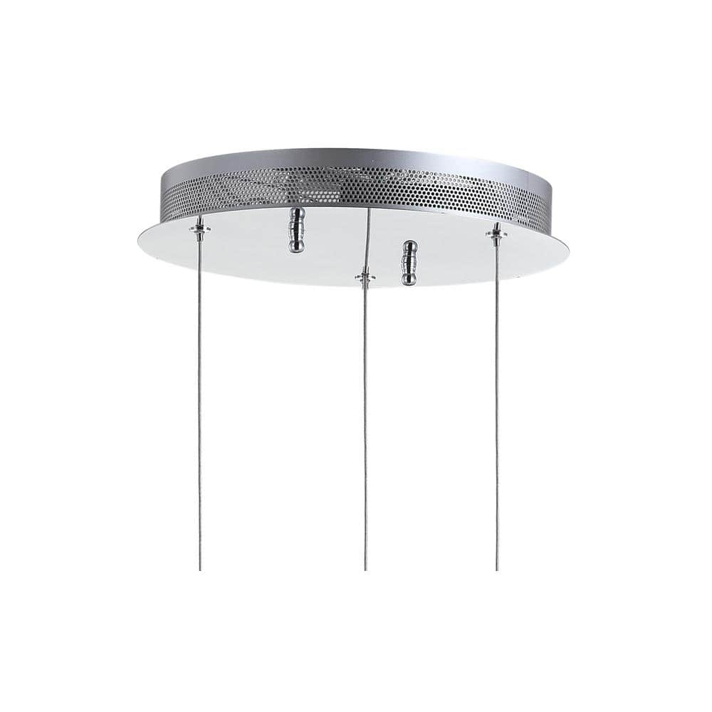 Alain Modern 12.5" Chrome 3-Light Adjustable Cluster LED Pendant