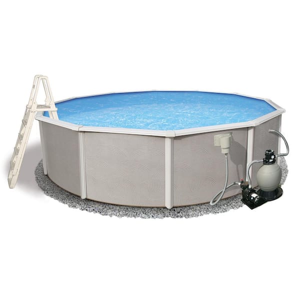 Blue Wave Belize 27 ft. Round x 52 in. Deep Metal Wall Above Ground Pool  Package with 6 in. Top Rail NB3035 - The Home Depot