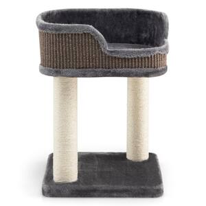 Gray Multi-Level Cat Climbing Tree with Scratching Posts and Large Plush Perch