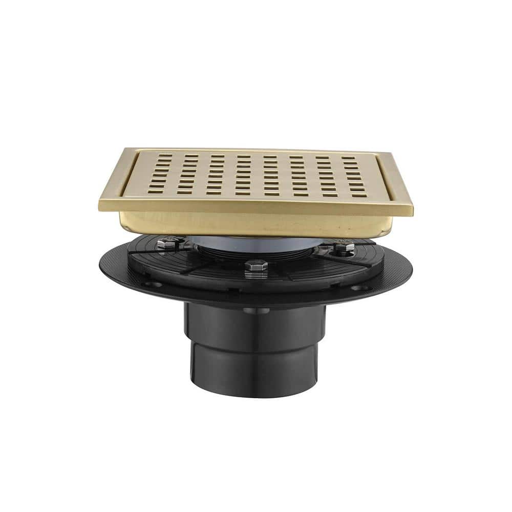 1-Piece 6 in. Stainless Steel Square Shower Floor Drain Bath Hardware Set I