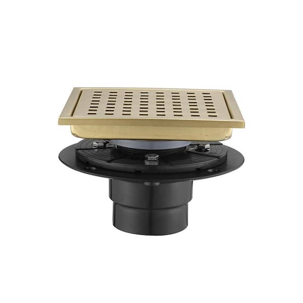 Unbranded 1-Piece 6 in. Stainless Steel Square Shower Floor Drain Bath Hardware Set Included Mounting Hardwarein in Brushed Gold