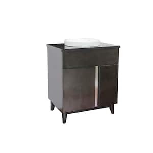 Mia 31 in. W x 22 in. D Bath Vanity in Brown with Granite Vanity Top in Black with White Round Basin