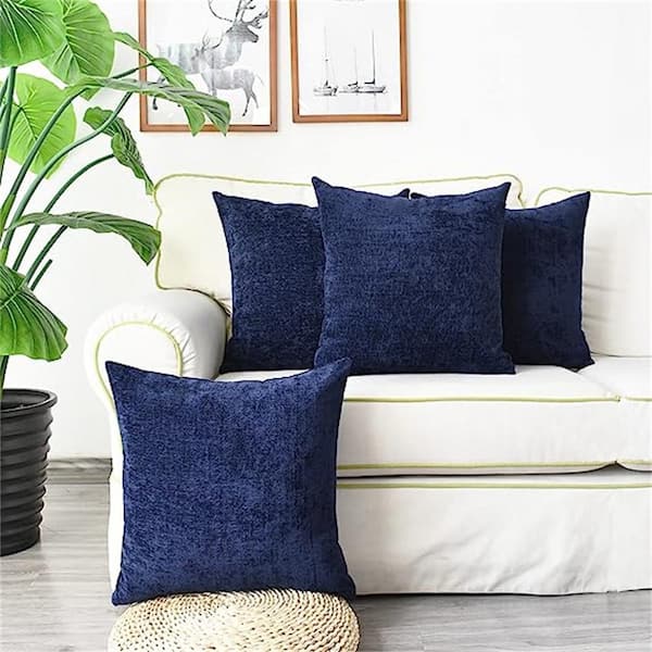 CaliTime Pack of 2 Cozy Throw Pillow Covers Cases for Couch Sofa Home Decoration Solid Dyed Soft Chenille 22 x 22 inches-Pack of