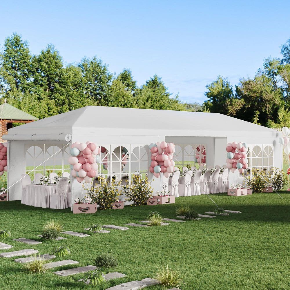 White 10 ft x 30 ft Outdoor Canopy Tent with Removable Sidewalls