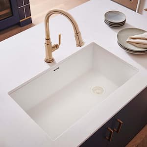 32 in. Single Bowl Undermount Granite Composite Kitchen Sink in Arctic White