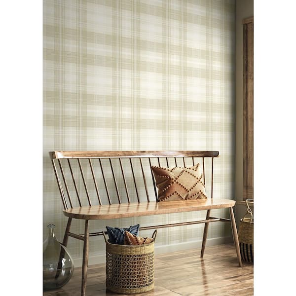 17.08 sq. ft. Sand Dollar Crossroads Plaid Vinyl Peel and Stick Wallpaper Roll