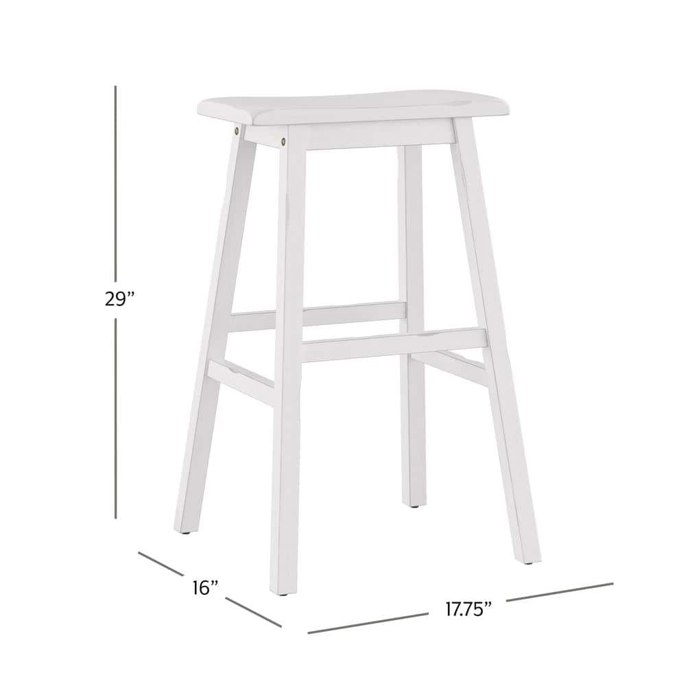 Sea White Wood Saddle Seat Backless Swivel Bar Stool