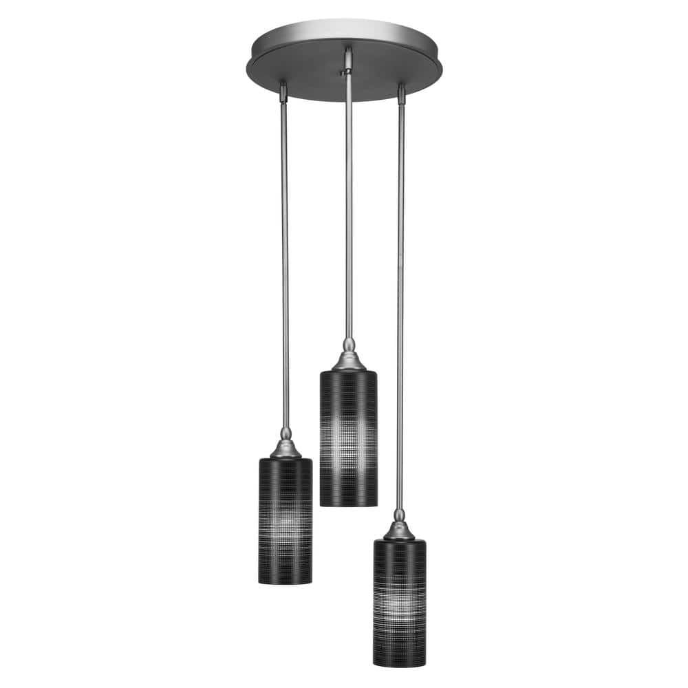 Villa 60-Watt 18.5 in. 3 Light Brushed Nickel Stem Pendant