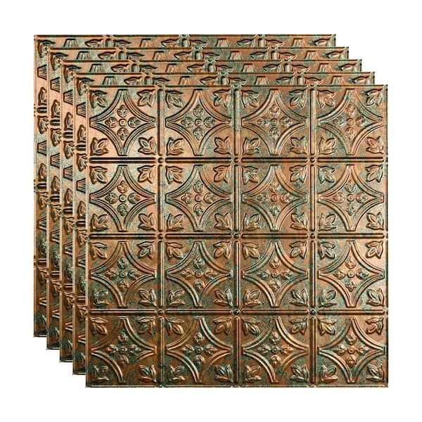 Fasade Traditional #1 2 ft. x 2 ft. Copper Fantasy Lay-In Vinyl Ceiling Tile (20 sq. ft.)
