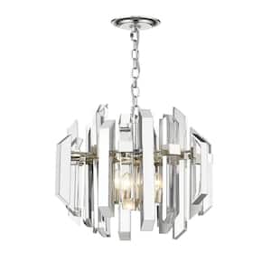 4-Light Polished Nickel Pendant with Clear Crystal Shade