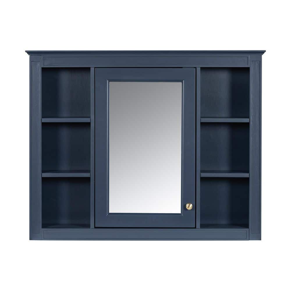 35 in. W x 27.5 in. H Rectangular MDF Medicine Cabinet with Mirror in Blue price history on PriceWatchPro