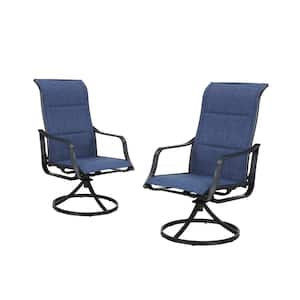 Swivel Sling Outdoor Dining Chair in Blue (2-Pack)