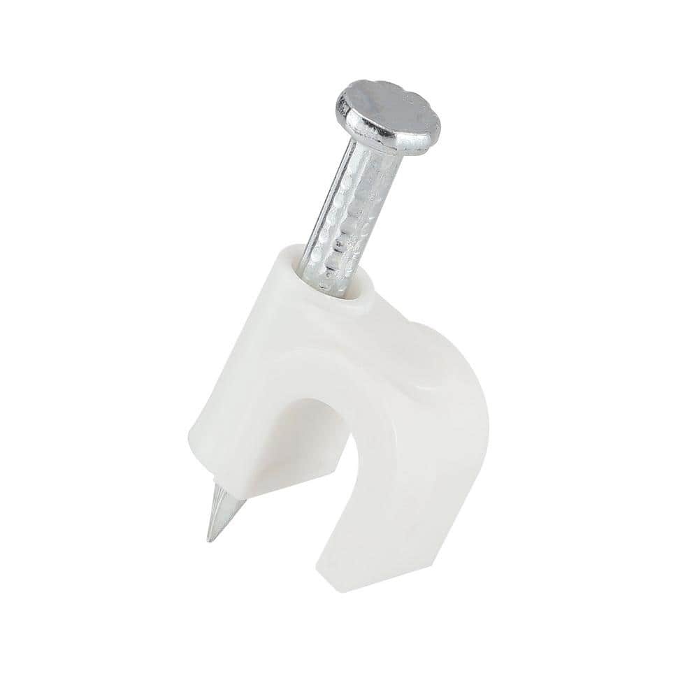 Coaxial Cable Nail-In Clips, White (20-Pack)