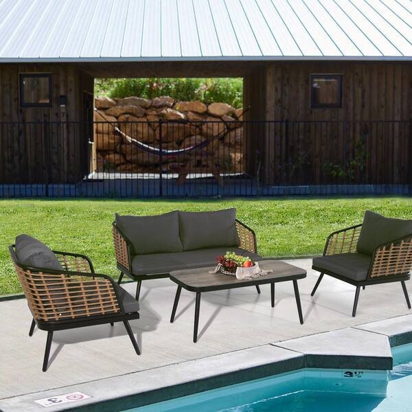 Costway Backyard Furniture Three-Seater Outdoor Porch Swing