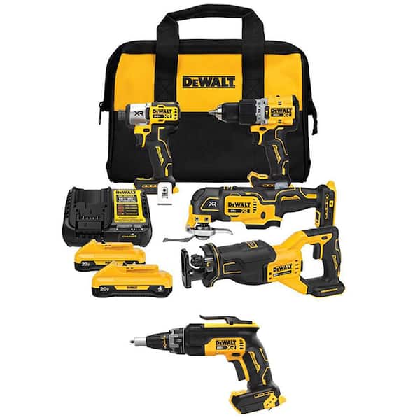 20V MAX Lithium-Ion Cordless 4-Tool Combo Kit and XR 20V MAX Brushless Screw Gun with (2) 4 Ah Batteries and Charger