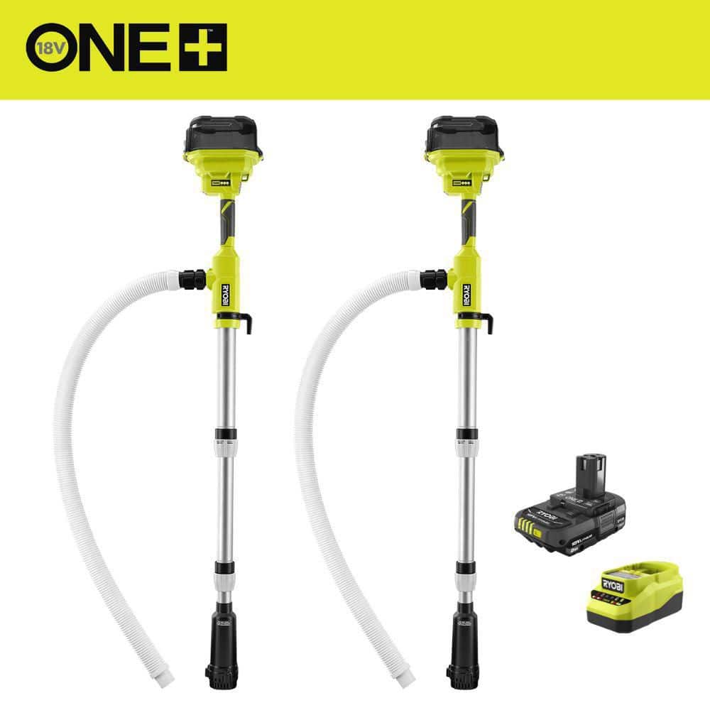 RYOBI (2) ONE+ 18V Cordless 1/6 HP Telescoping Pole Pumps with (1