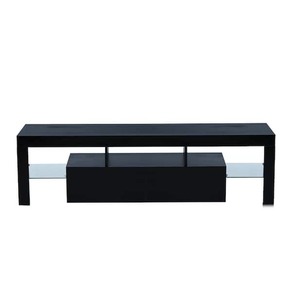 63 in. Black TV Stand Fits TV's up to 70 in. with LED Lights