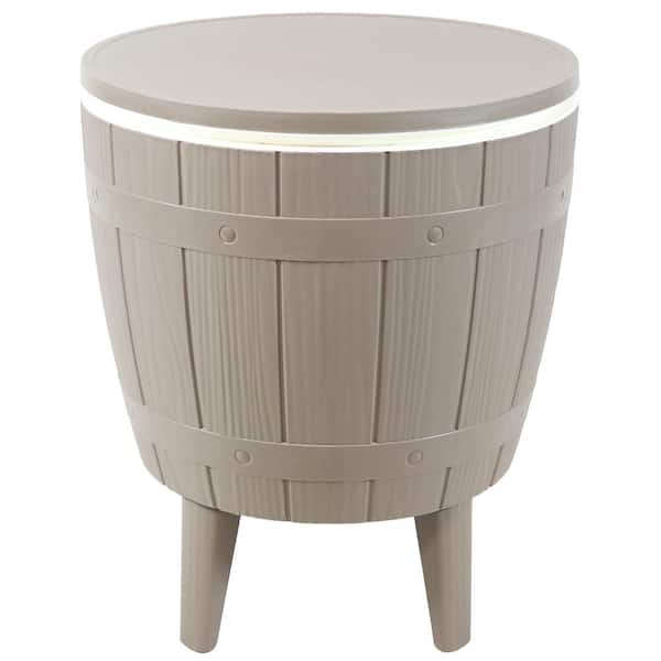 Sunnydaze Wood-Look 10 Gal. Adjustable-Height Patio Chest Cooler/Side Table - Driftwood