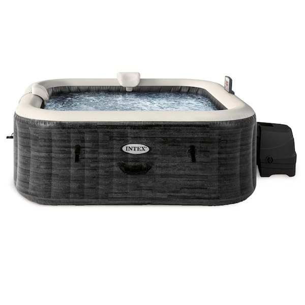 PureSpa Plus Greystone 6 Person Inflatable Square Hot Tub w/ 170 AirJets