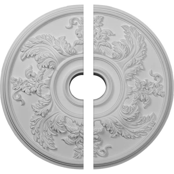 Ekena Millwork 23-5/8 in. x 4-5/8 in. x 1-7/8 in. Acanthus Twist Urethane Ceiling Medallion, 2-Piece (Fits Canopies up to 8-3/8 in.)