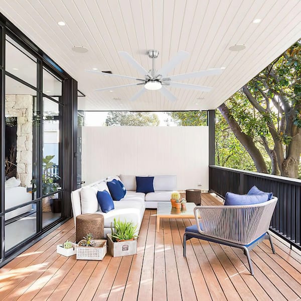 Byteany 5.5 ft. Indoor Brushed Nickel 265-Volt 110 RPM Smart Industrial HVLS Ceiling Fan w/ Integrated LED, Reversible DC Motor