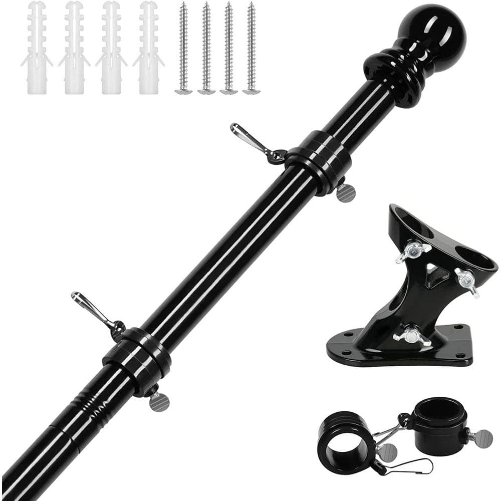 6 ft. Stainless Steel Adjustable Length Flagpole with Bracket and Tangle Fr