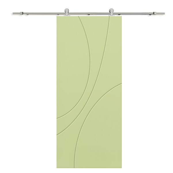 CALHOME 36 in. x 84 in. Sage Green Painted Composite MDF Paneled Interior Sliding Barn Door with Hardware Kit