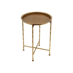 Beaufait 15 in. x 20.25 in. Gold Round Metal End Table