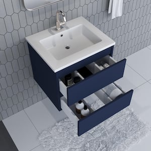 Salt 24 in. W x 20 in. D Bath Vanity in Navy with Acrylic Vanity Top in White with White Basin