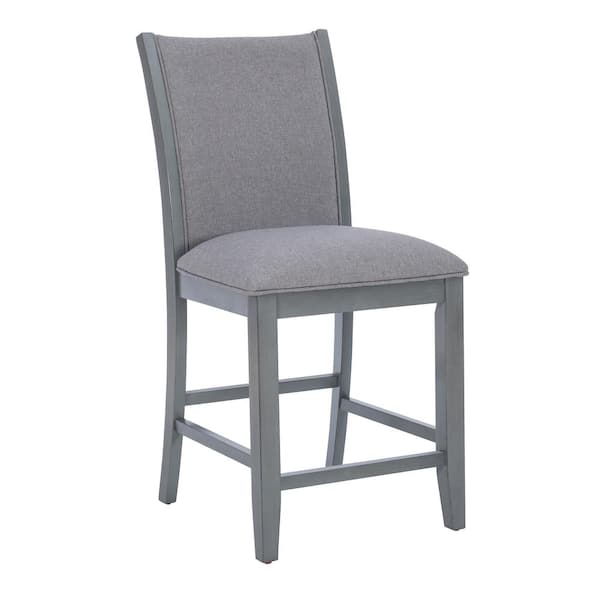 Linon Home Decor Billie 25 in. Seat Height Gray Full back wood frame Counter Stool 2pk