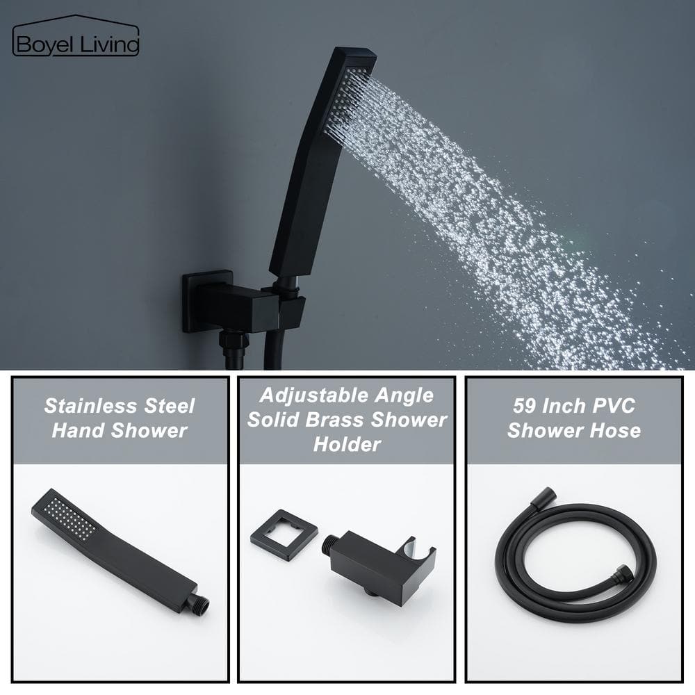Matte Black Dual Shower Head with Handheld and Rain Spray