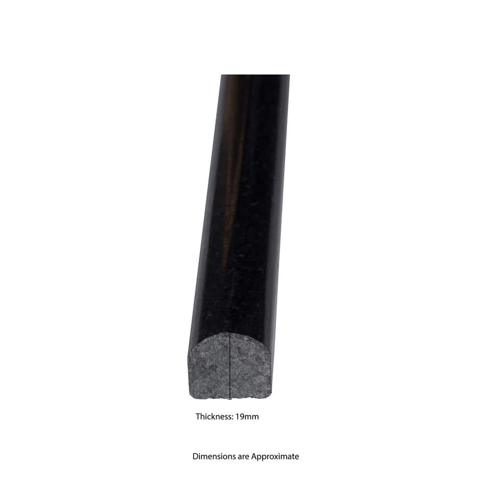 12" Black Polished Granite Bullnose Tile Trim
