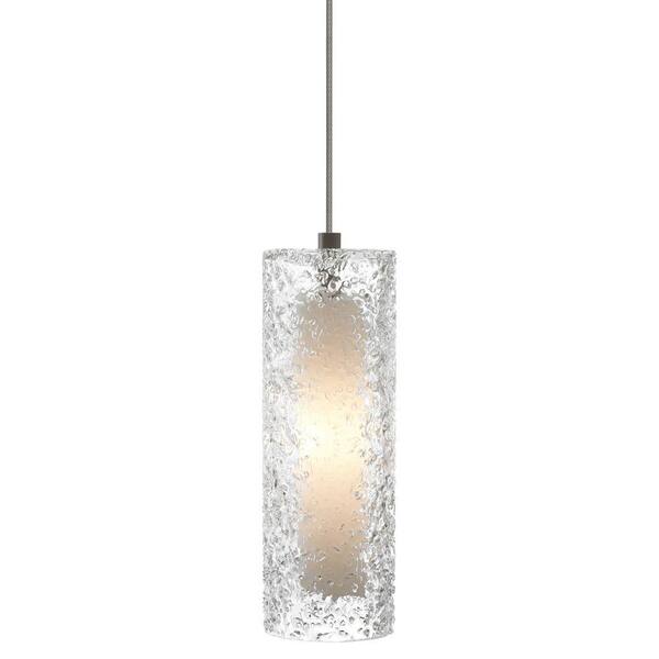 Generation Lighting Mini-Rock Candy Cylinder 1-Light Bronze LED Mini Pendant with Clear Shade