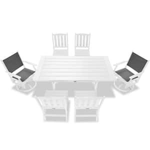 Tuscany White 7-Piece HDPE Sling Swivel Retangle Outdoor Dining Set