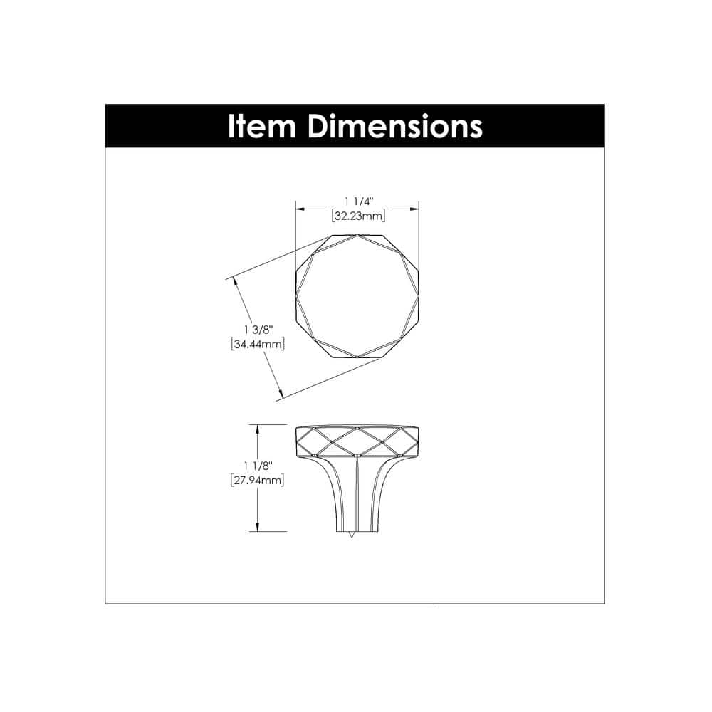 Matte Black Geometric Round Cabinet Knob with Mounting Hardware