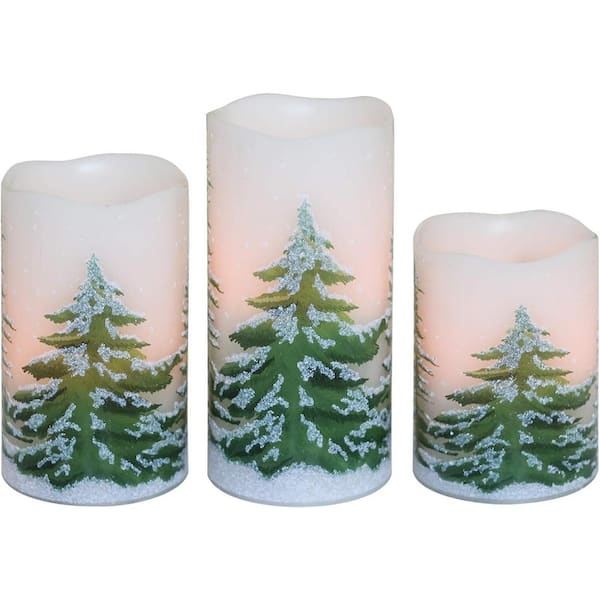 Afoxsos Green Christmas Flameless Candle with 6-Hour Timer
