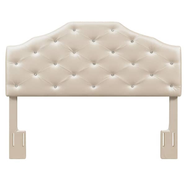 Steve Silver Dawson Pearl White Queen Upholstered Headboard with Crystal Button Tufting