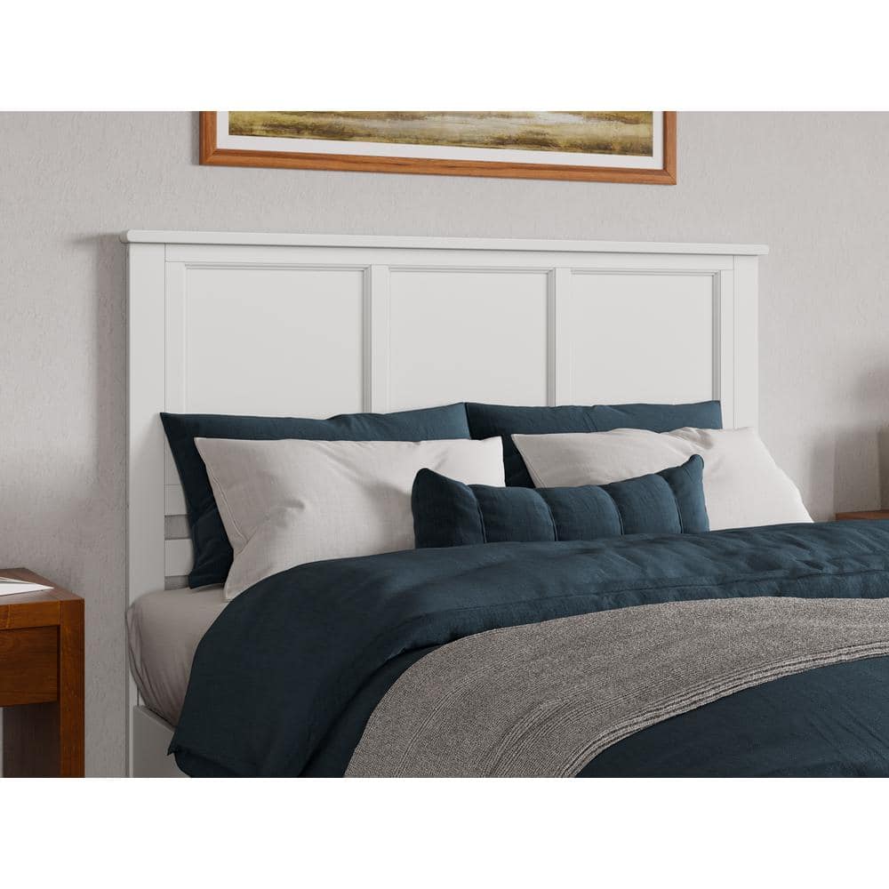 Charlotte White Solid Wood Queen Platform Bed with Headboard