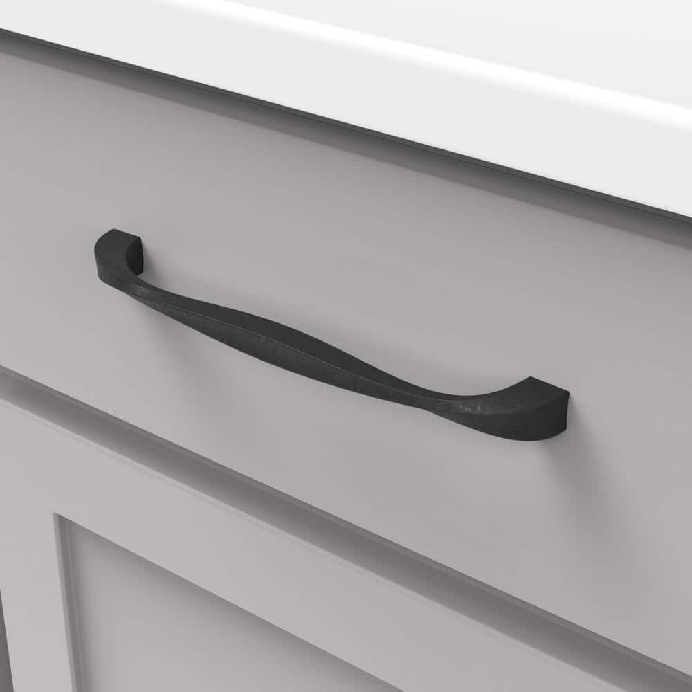 Black Iron Twist Kitchen Cabinet Bar Handles with Mounting Hardware