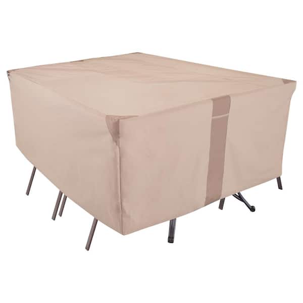 MODERN LEISURE Monterey Water Resistant Rect/Oval Outdoor Patio Table and Chair Cover, 108 in. W x 82 in. D x 23 in. H, Beige