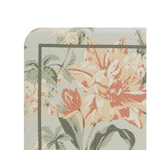 Seaspray and Apricot Floral 17.5 in. x 48 in. Anti-Fatigue Wellness Mat