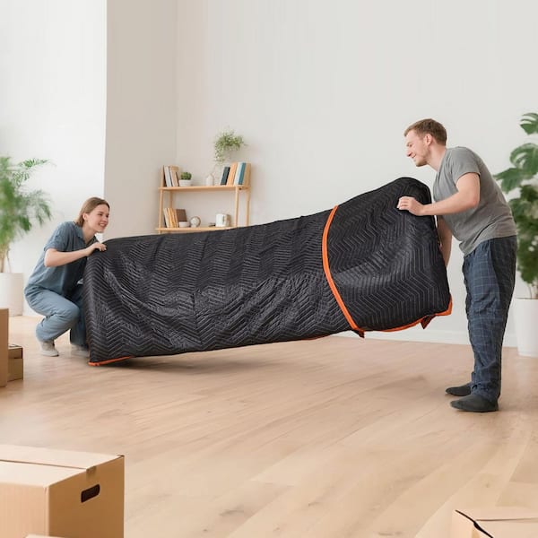 Moving Blankets 12-Piece 72 x 40 in.(32 lbs./dz.) Large Packing Blanket Heavy Duty Nonwoven Fabric Padded Moving Blanket