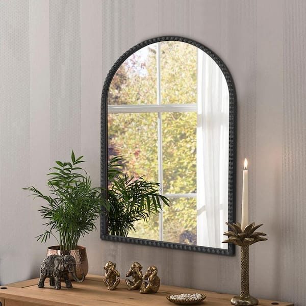 NEUTYPE 24 in. W x 35 in. H Classic Arched Iron Framed Gold Wall ...