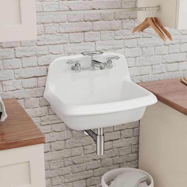 Sapphire 24 in. W x 15 in. H Porcelain Wall Mount Laundry/Utility Sink in White
