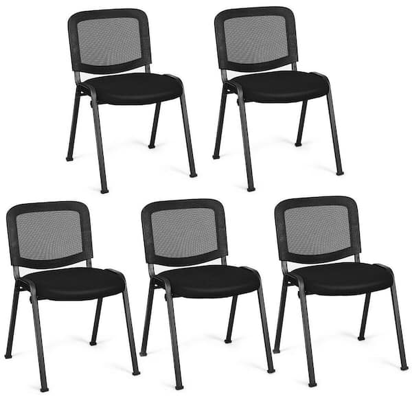 Boyel Living Conference Chairs Black Office Waiting Room Guest Reception Chairs with Mesh Back (Set of 5)