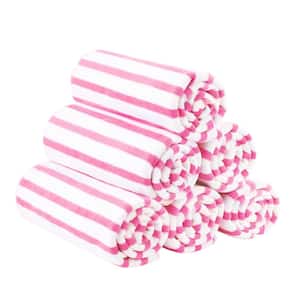 Pink Microfiber Cabana Stripe Bath Towel (Set of 6)