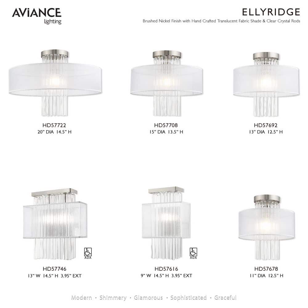 Brushed Nickel Dimmable Sconce with Crystal Rods