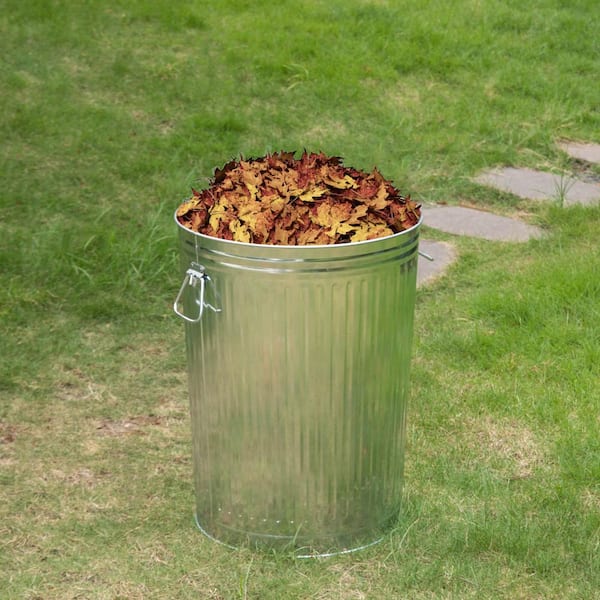 Gardenised Round Galvanized Steel, 20 Gallon Trash Can with Lid